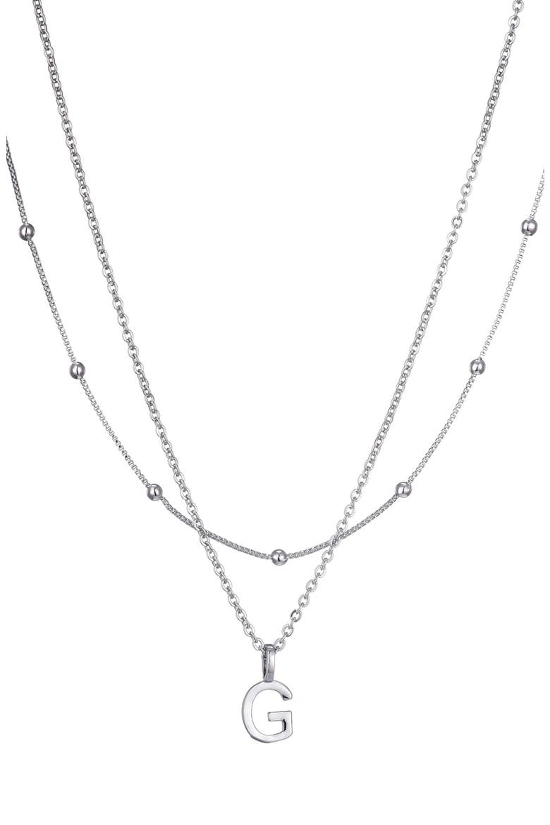 Initial Pendant Layered Chain Necklace, Main, color, SILVER-G