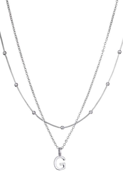 Initial Pendant Layered Chain Necklace