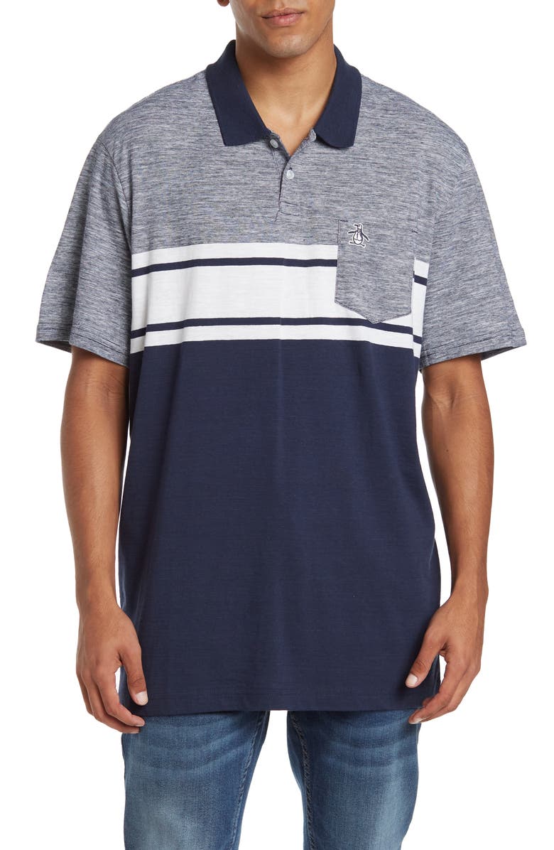 Original Penguin Colorblock Stripe Pocket Polo, Main, color,