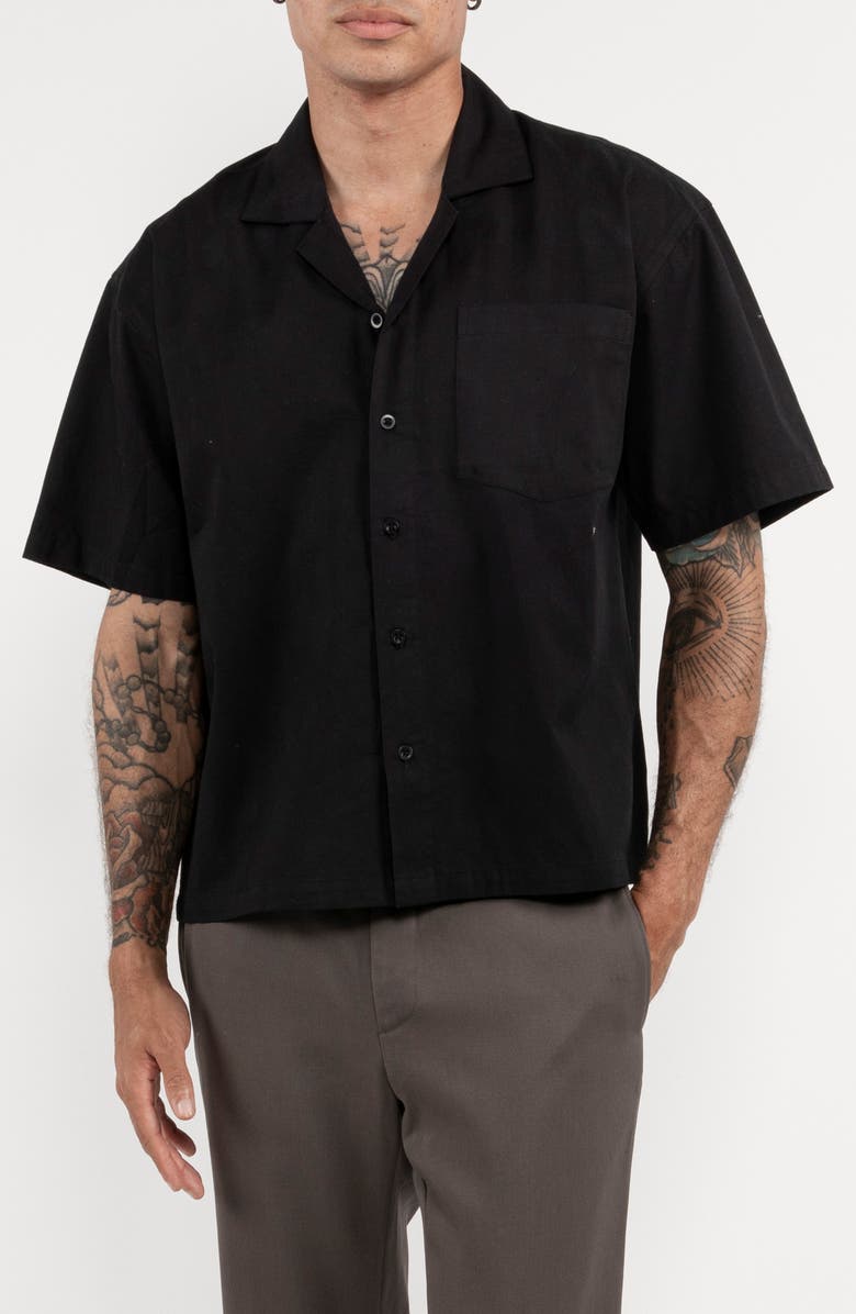 Raga Short Sleeve Cotton Button-Up Shirt, Main, color, 