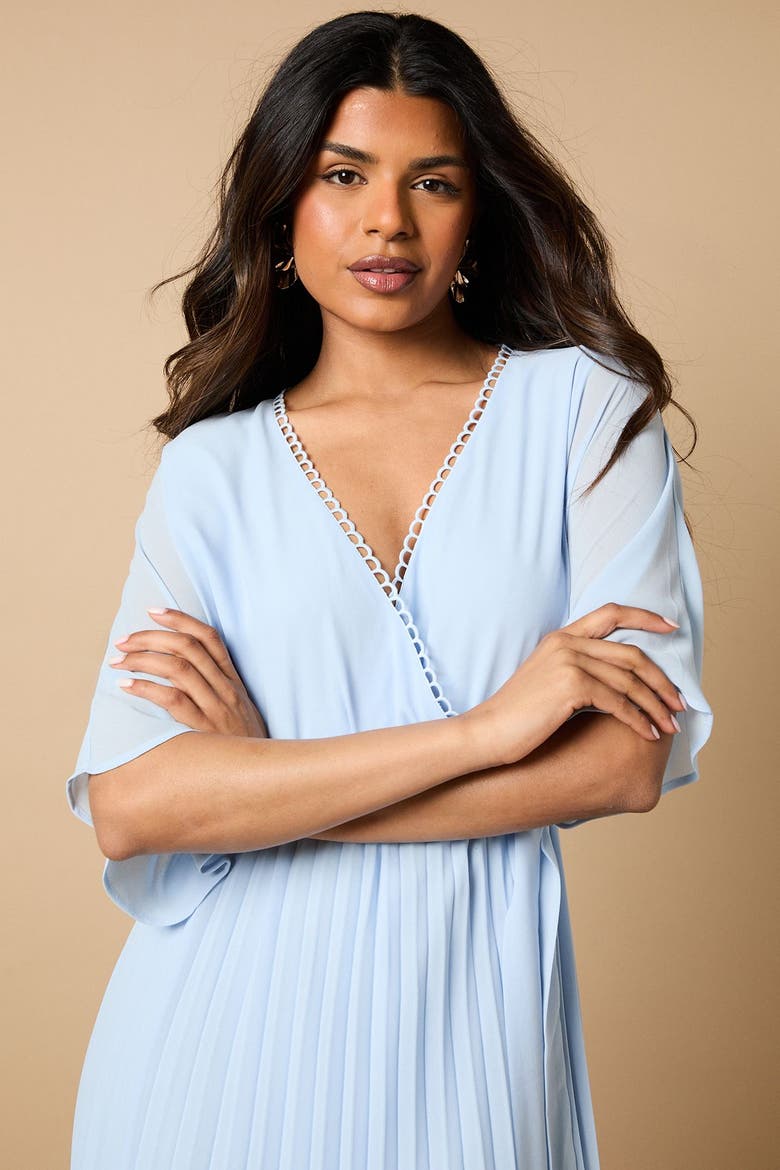 Petite Occasion Pleated Midi Dress, Alternate, color, Cornflower Blue