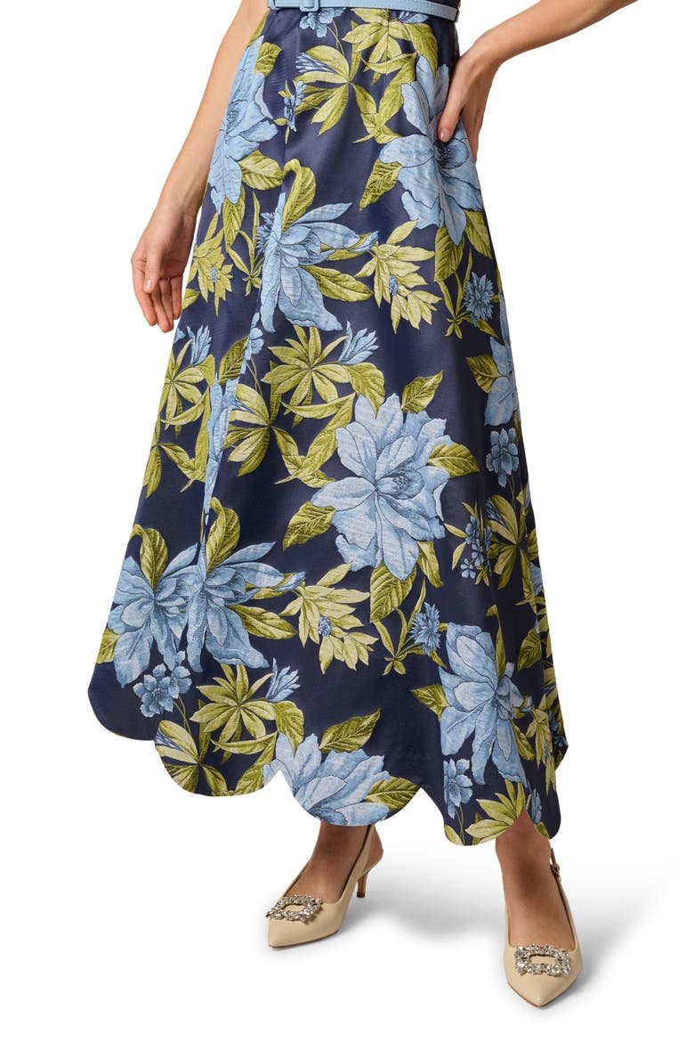 Floral Jacquard Party Dress, Alternate, color, BLUE MULTI