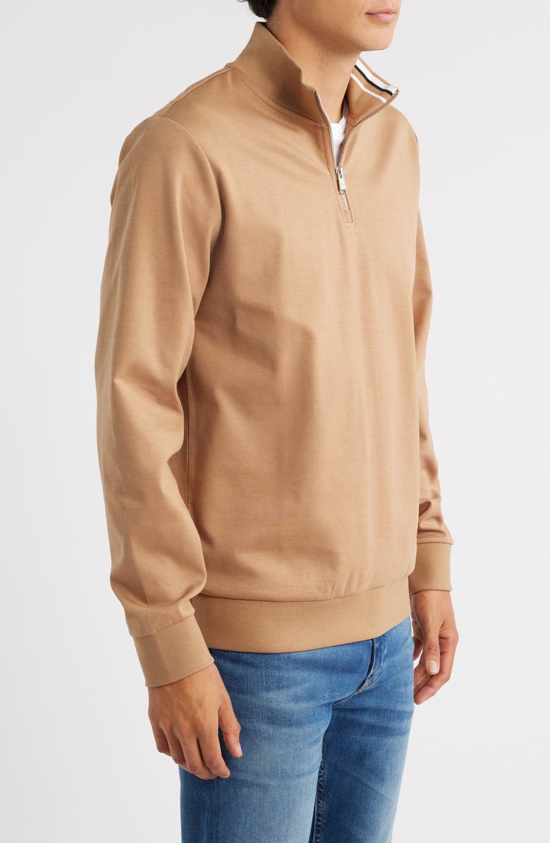 BOSS Stimmann Half Zip Top, Alternate, color, Medium Beige