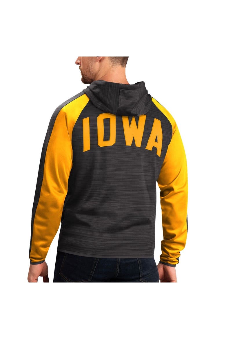 Men's G-III Sports by Carl Banks Black Iowa Hawkeyes Neutral Zone Raglan Full-Zip Track Jacket Hoodie, Alternate, color, Black