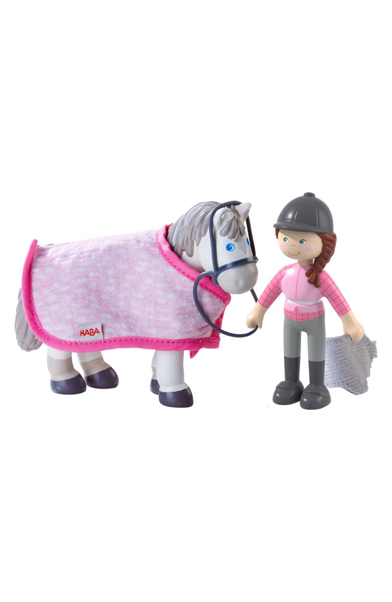 HABA Little Friends Horse Riding Play set - Rider Sanya, Mare Saphira and Accessories, Main, color, Multi
