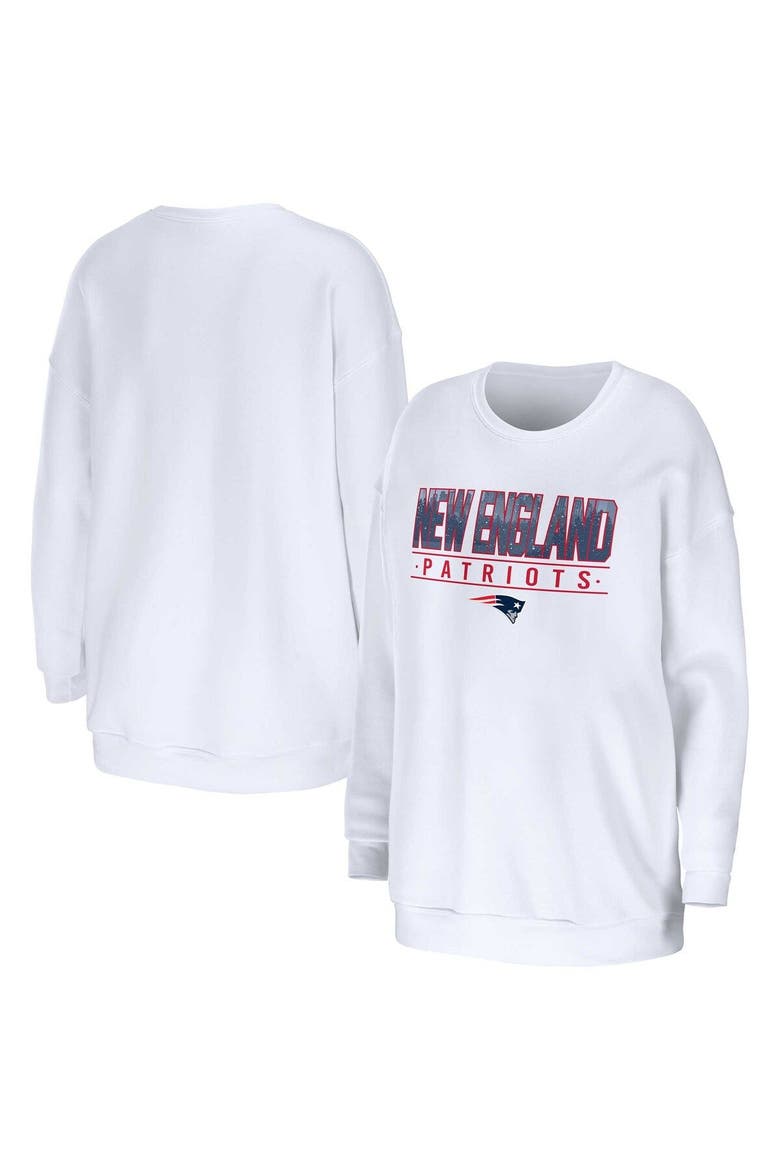 Women's WEAR by Erin Andrews White New England Patriots Domestic Pullover Sweatshirt, Main, color, White