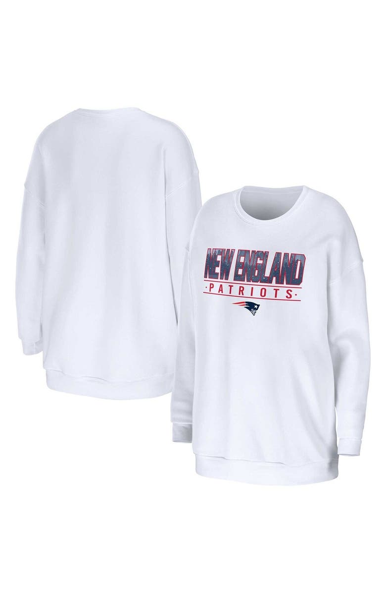 WEAR by Erin Andrews Women's WEAR by Erin Andrews White New England Patriots Domestic Pullover Sweatshirt, Main, color, White
