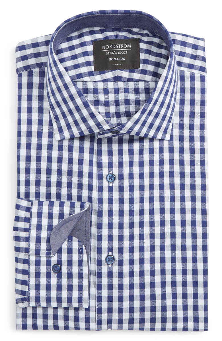 NORDSTROM MEN'S SHOP Trim Fit Non-Iron Check Dress Shirt, Main, color, 