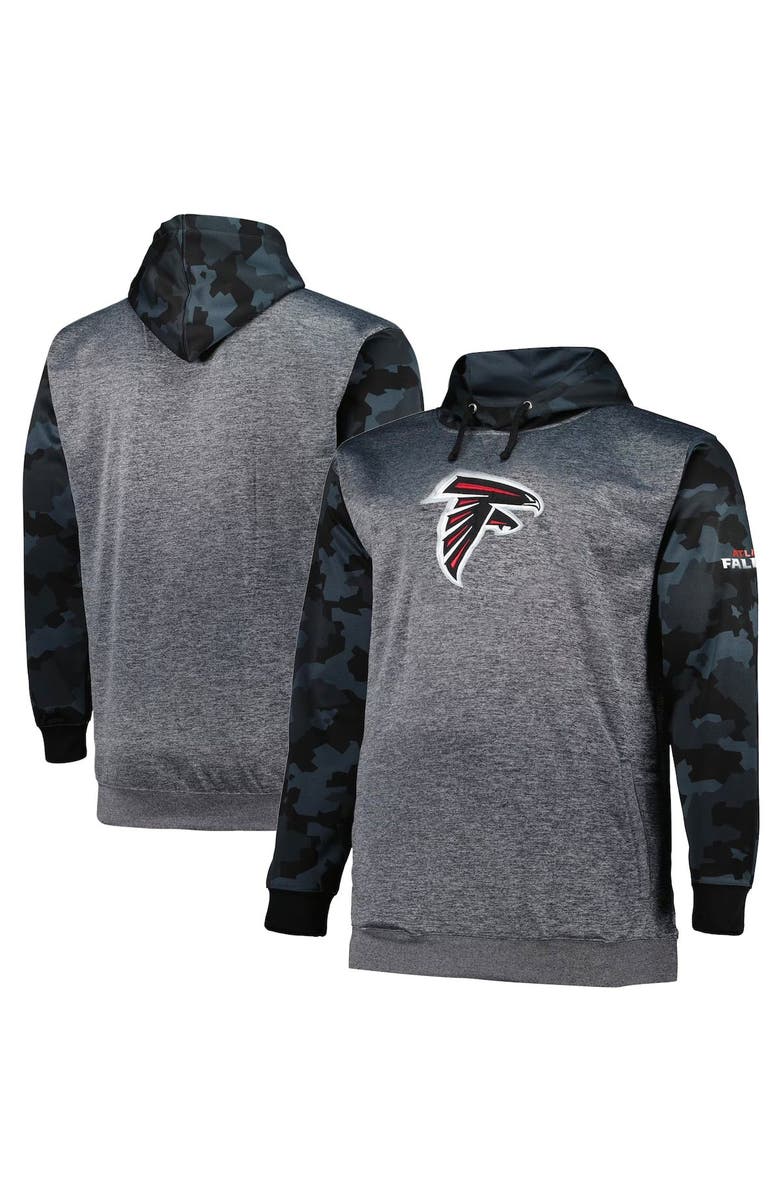 FANATICS Men's Fanatics Branded Heather Charcoal Atlanta Falcons Big & Tall Camo Pullover Hoodie, Main, color, 