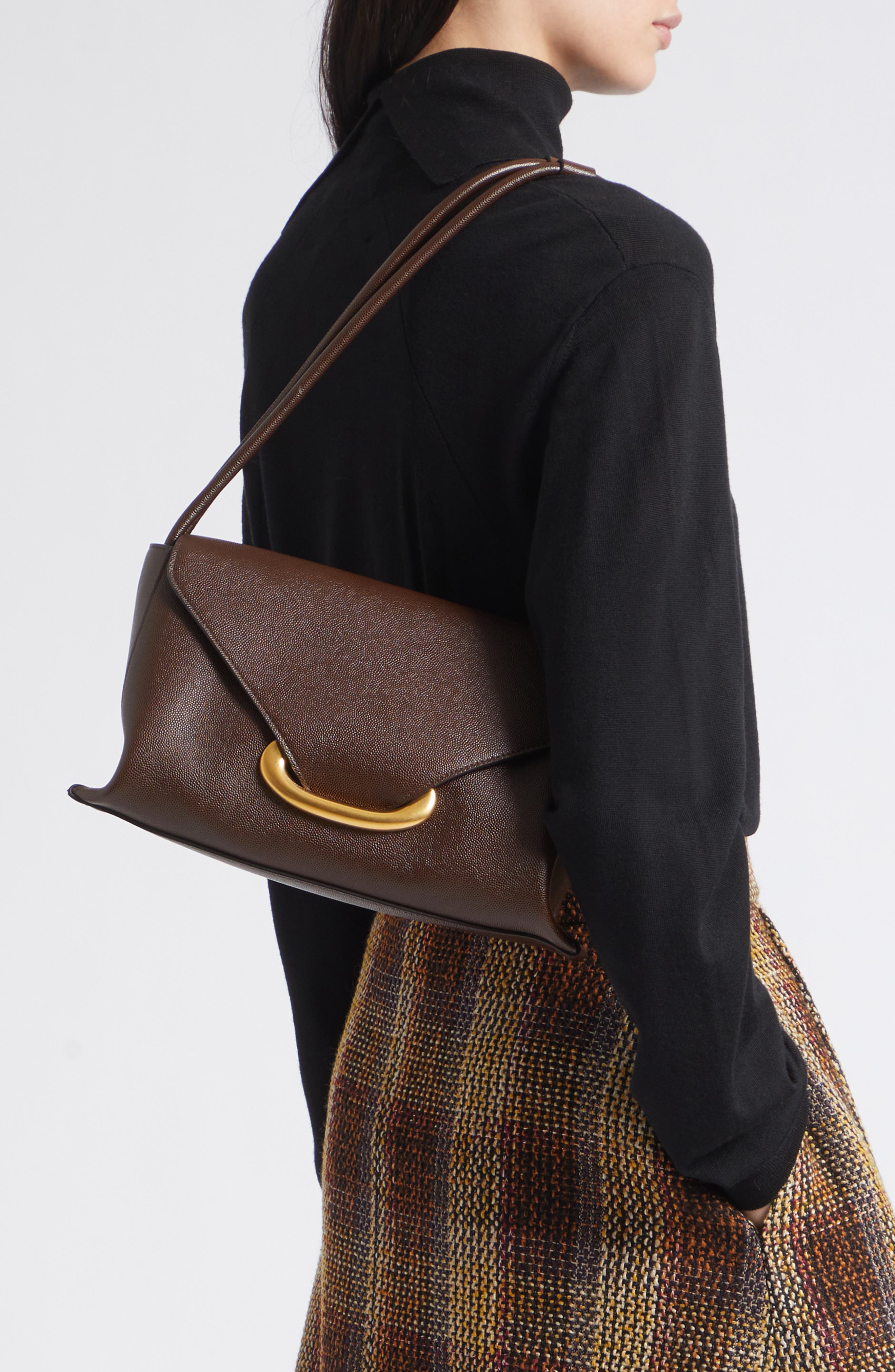 Veneto Leather Shoulder Bag, Alternate, color, SOIL CAVIAR