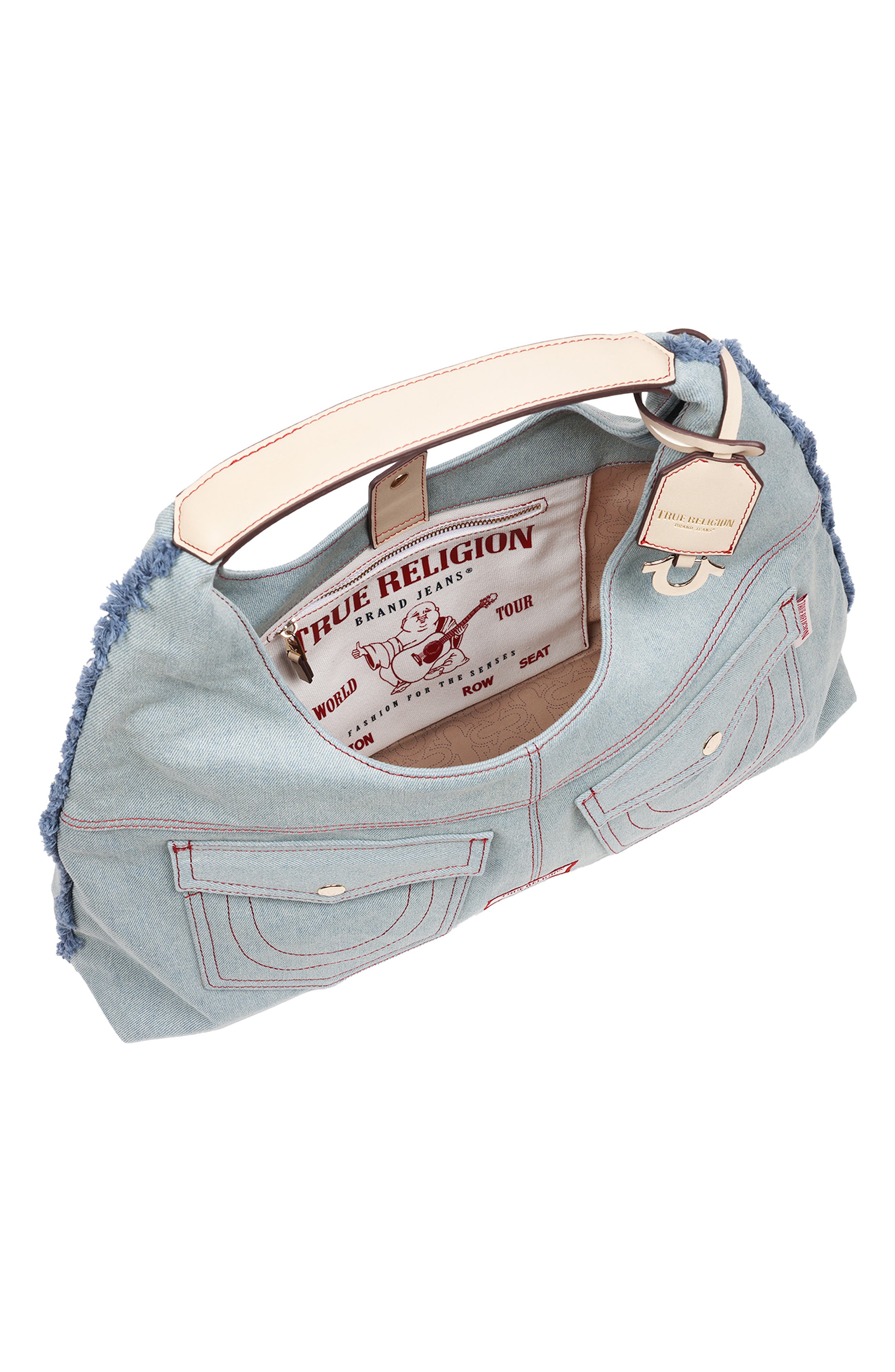 True Religion Arden Contrast Stitch Hobo Bag, Alternate, color, 