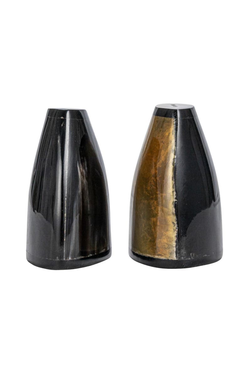 Round Horn Salt and Pepper Shakers, Black, Alternate, color, Black