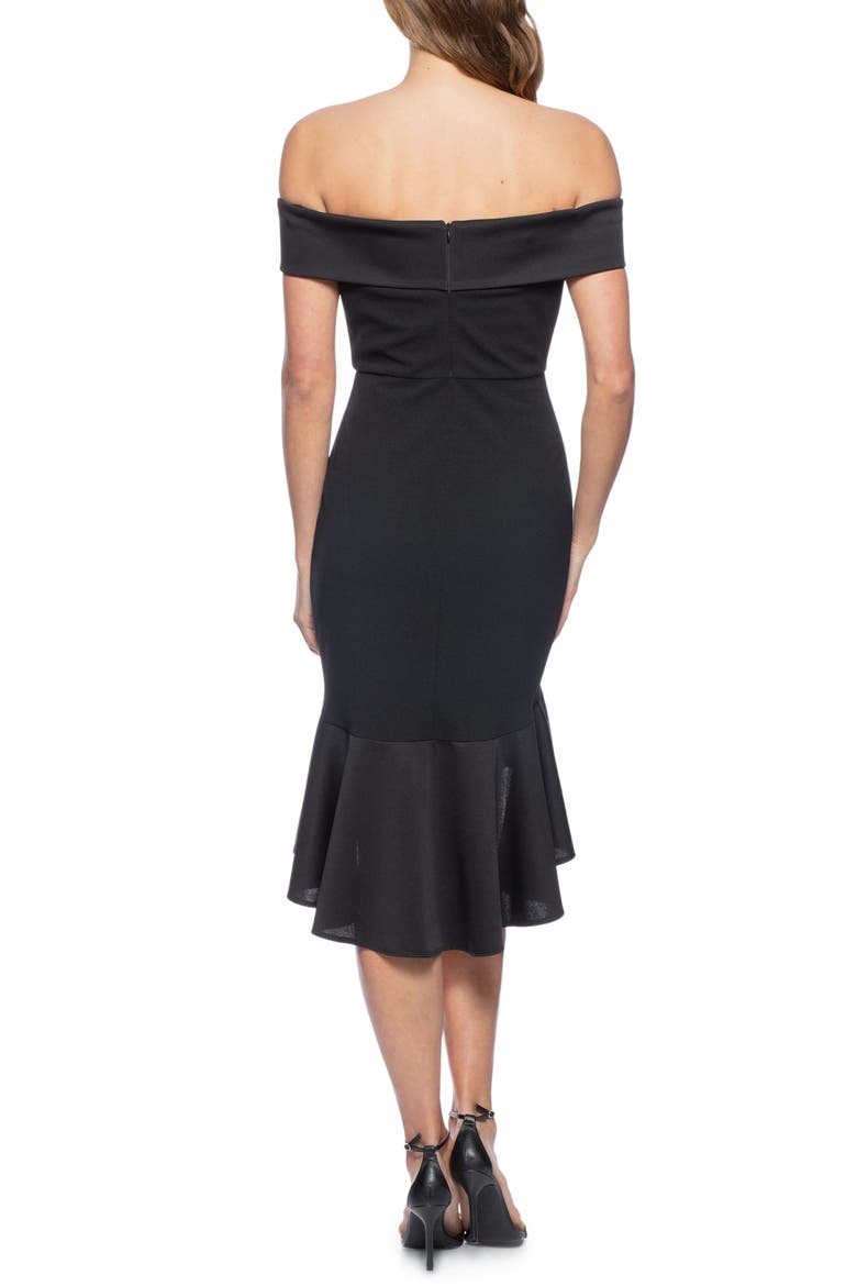 Off-the-Shoulder High-Low Hem Cocktail Dress, Alternate, color, BLACK