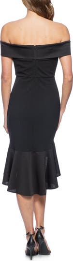 Off-the-Shoulder High-Low Hem Cocktail Dress