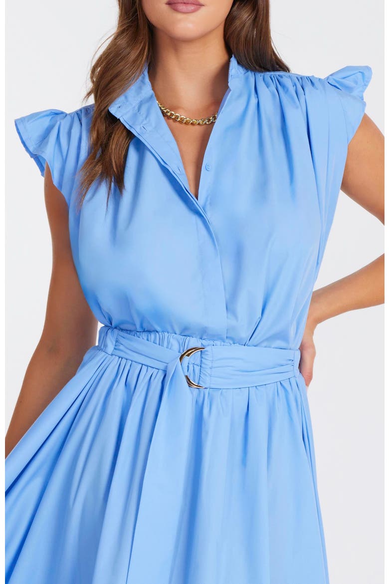 Camryn Flutter Sleeve Poplin Top, Main, color, Azure