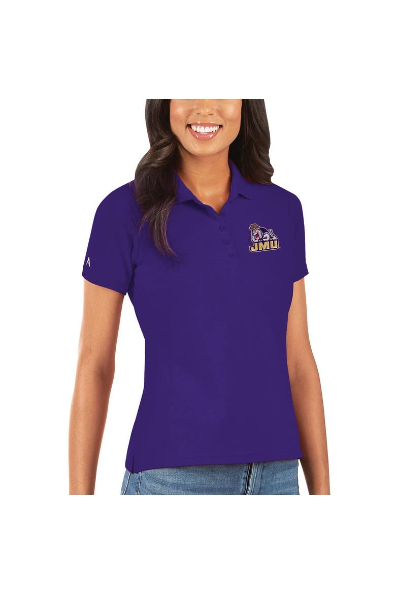 Women's Antigua Purple James Madison Dukes Legacy Pique Polo, Alternate, color, Purple
