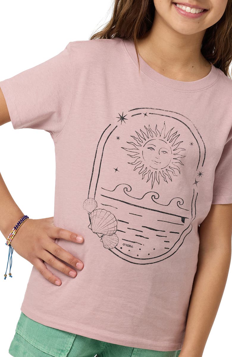 O'Neill Kids' Sun Shell Angie Cotton Graphic T-Shirt, Alternate, color, Orchid