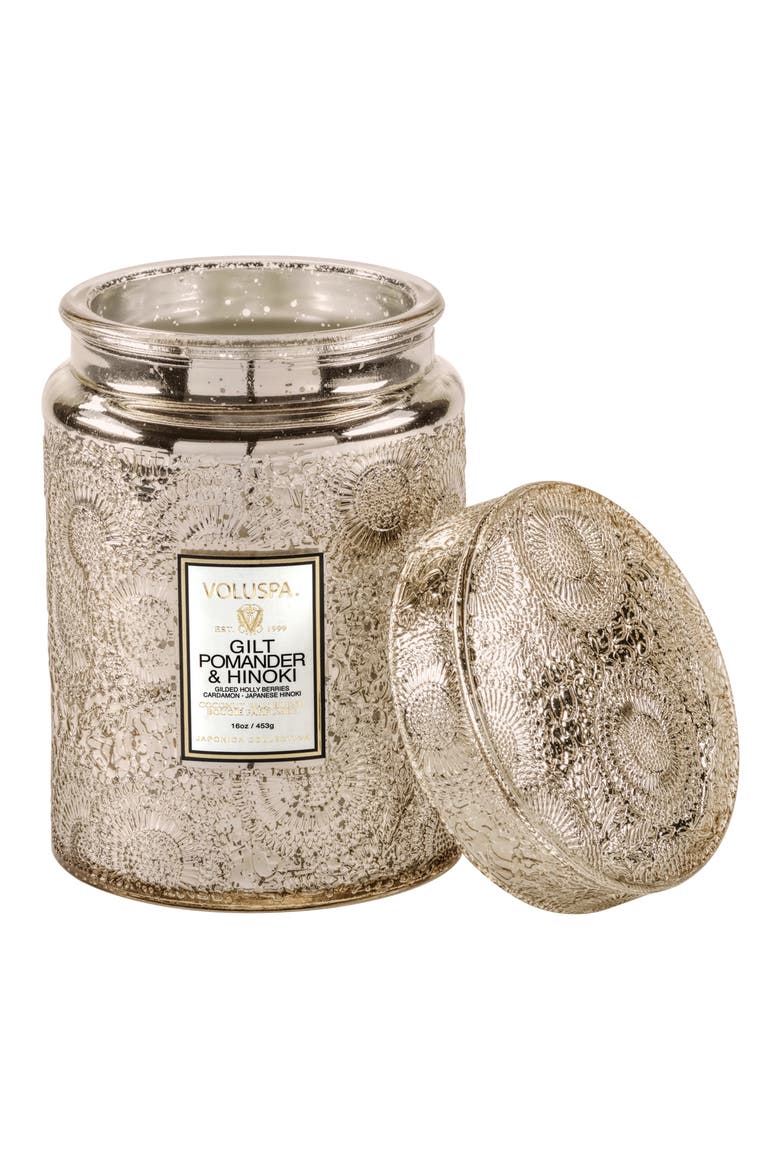 Gilt Pomander & Hinoki Large Glass Jar Candle (Limited Edition), Alternate, color, GILT POM/HINOKI
