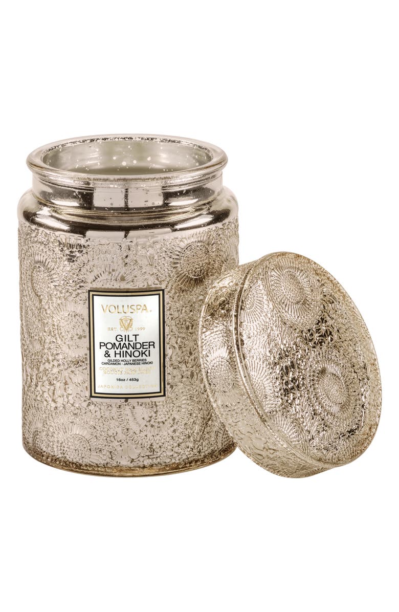 Voluspa Gilt Pomander & Hinoki Large Glass Jar Candle, Alternate, color, Gilt Pom/Hinoki