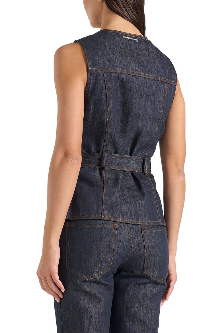 Darcy Denim Crew Neck Waistcoat, Alternate, color, Polished Indigo