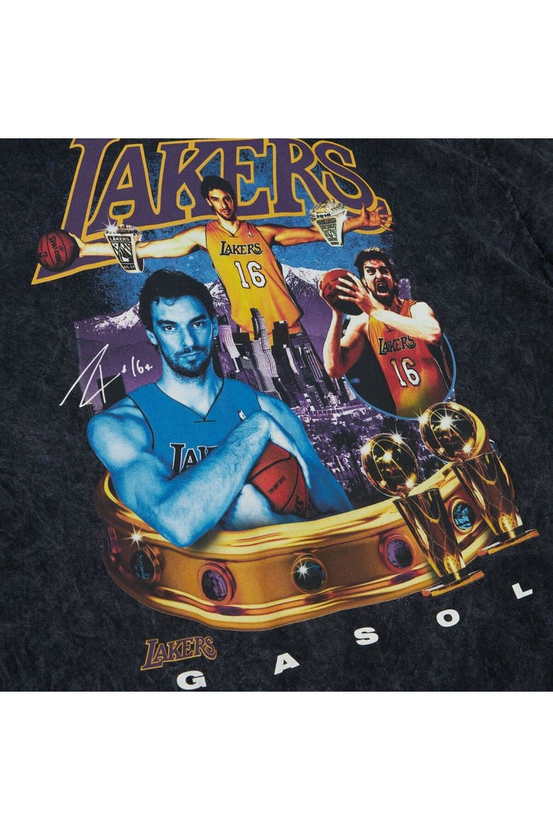 Men's Mitchell & Ness Pau Gasol Black Los Angeles Lakers Crowned T-Shirt, Alternate, color, Black