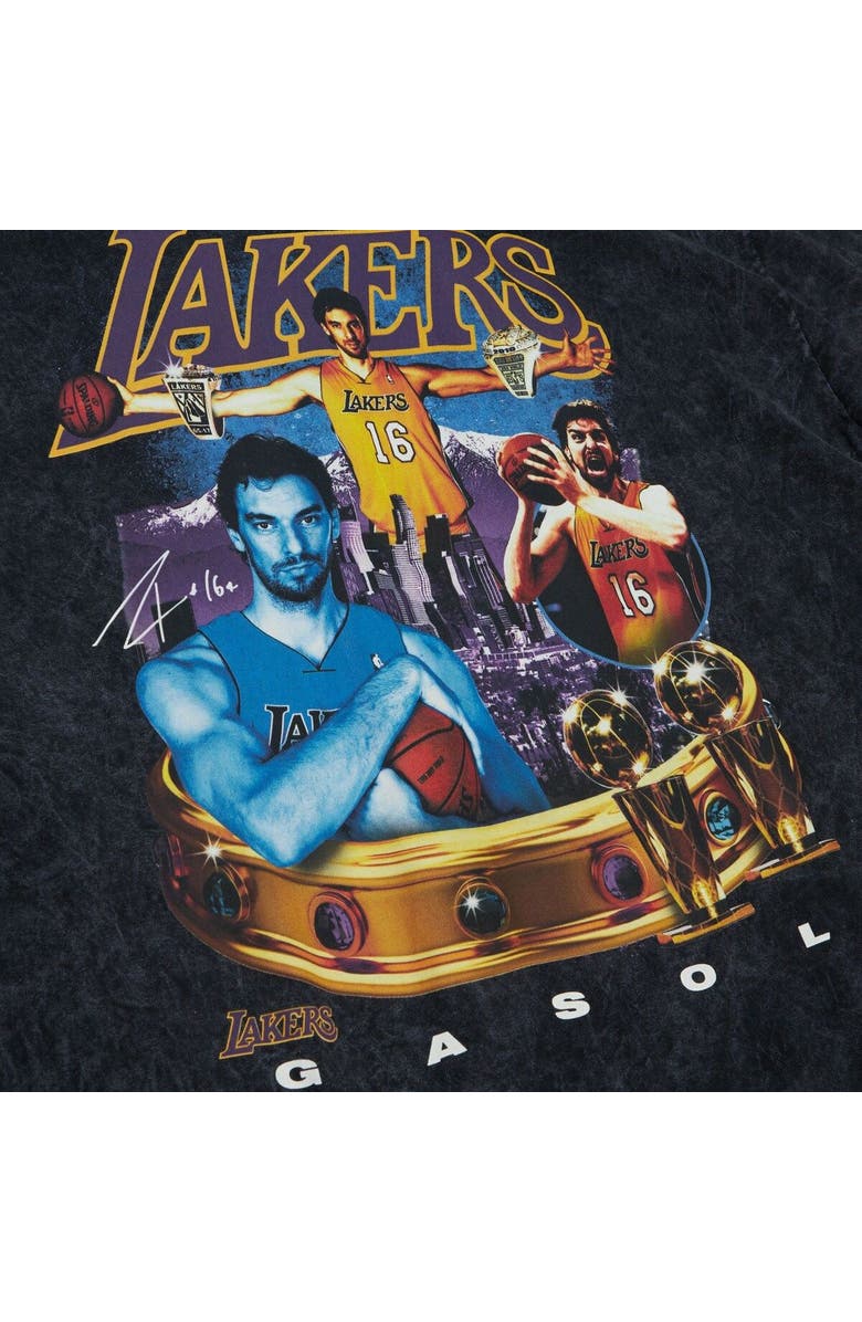 Mitchell & Ness Men's Mitchell & Ness Pau Gasol Black Los Angeles Lakers Crowned T-Shirt, Alternate, color,