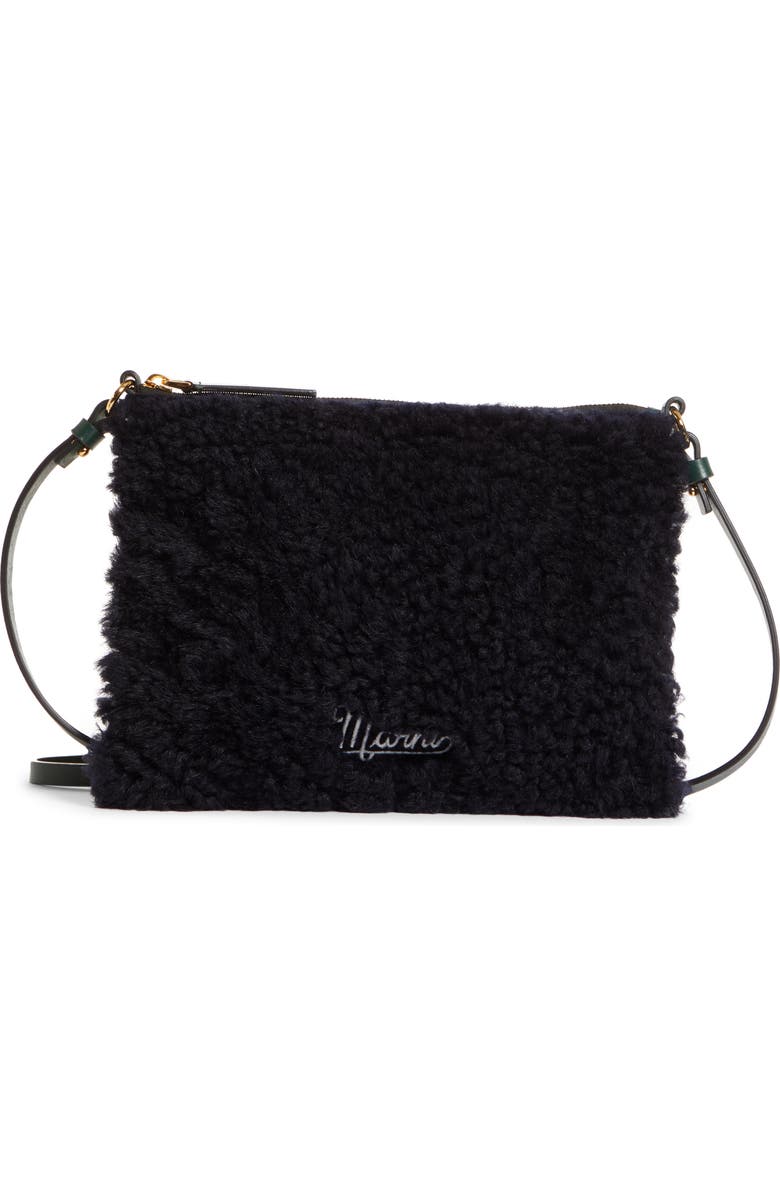 Marni Small Genuine Shearling & Leather Shoulder Bag, Main, color,