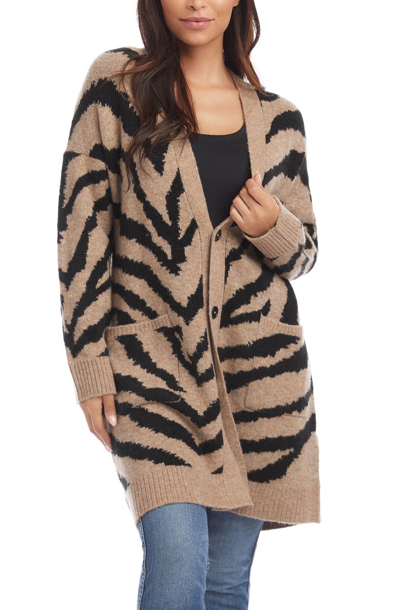 Karen Kane Jacquard Pattern Cardigan, Main, color,