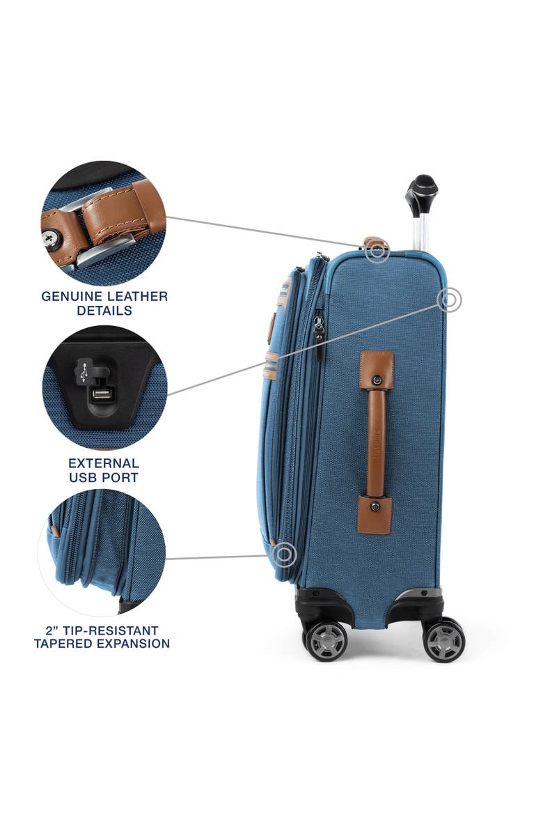 Platinum Elite Softside Expandable 21" Carry On Spinner Luggage, Alternate, color, Coastal Blue