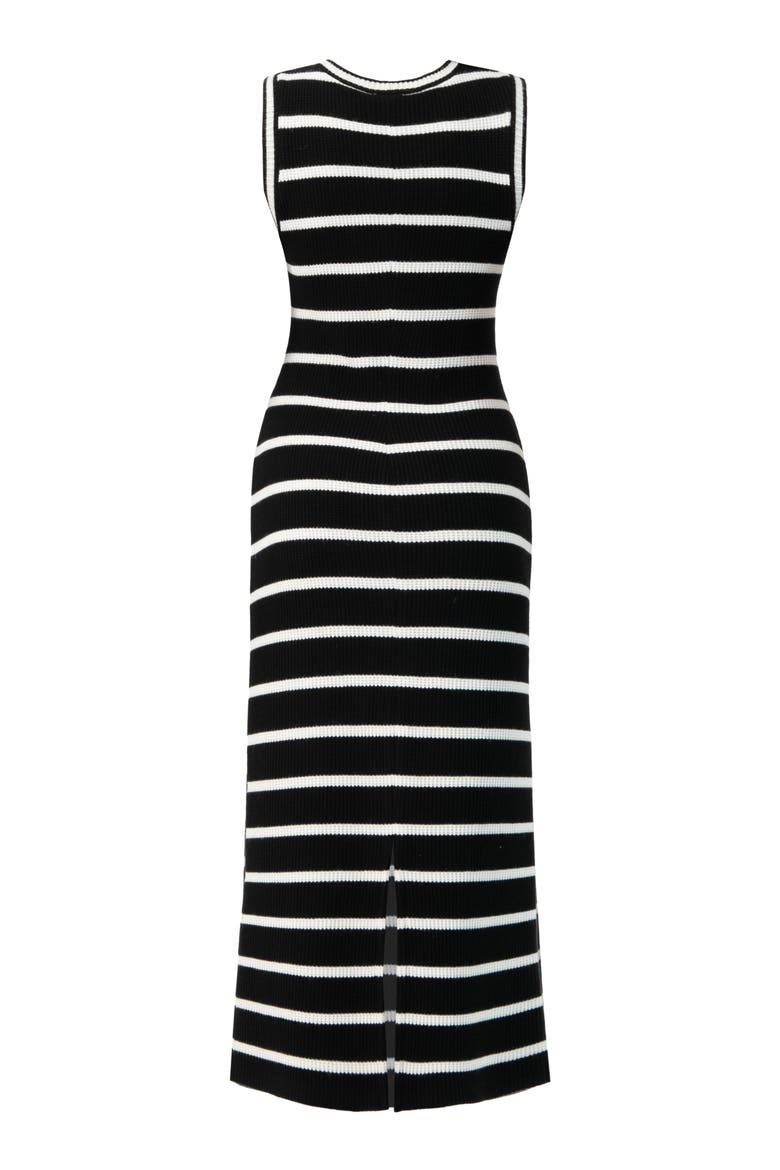Sleeveless Striped Knit Long Dress, Alternate, color, Black