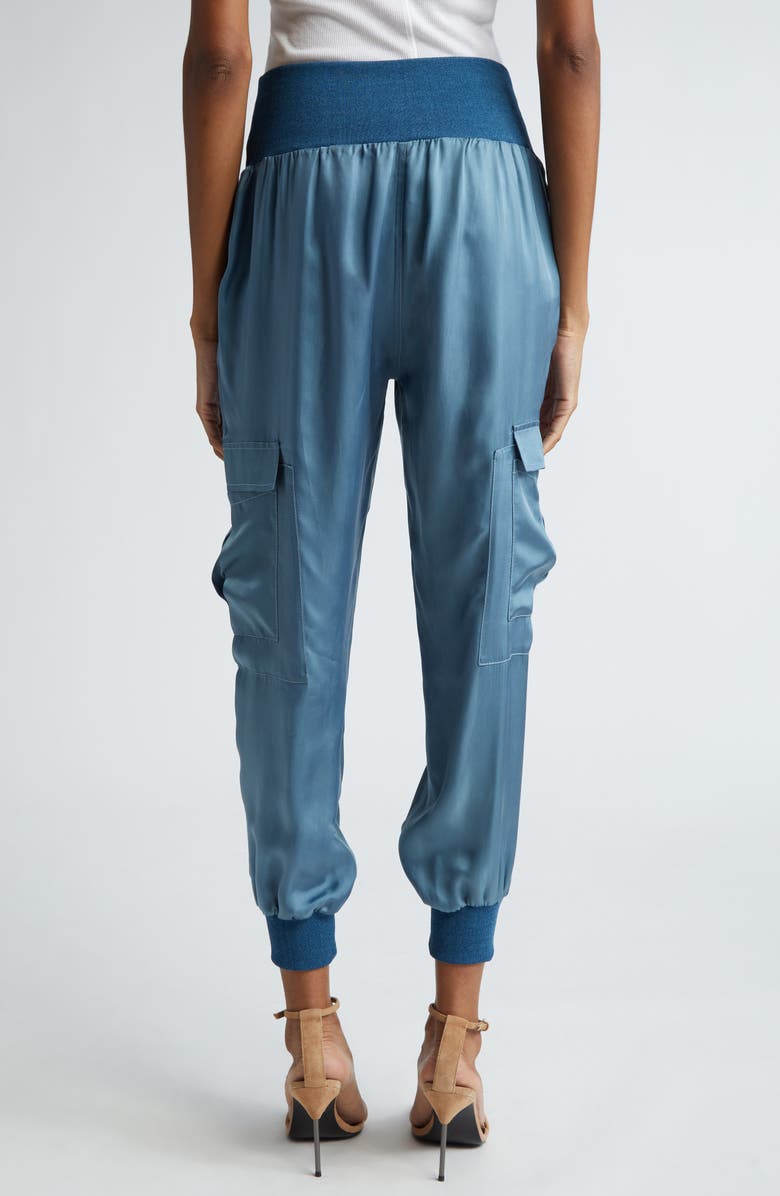 Cinq à Sept Giles Cupro Crop Cargo Joggers, Alternate, color, Midnight Rain
