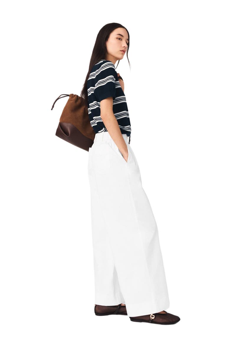 Wide-leg cotton trousers, Alternate, color, White