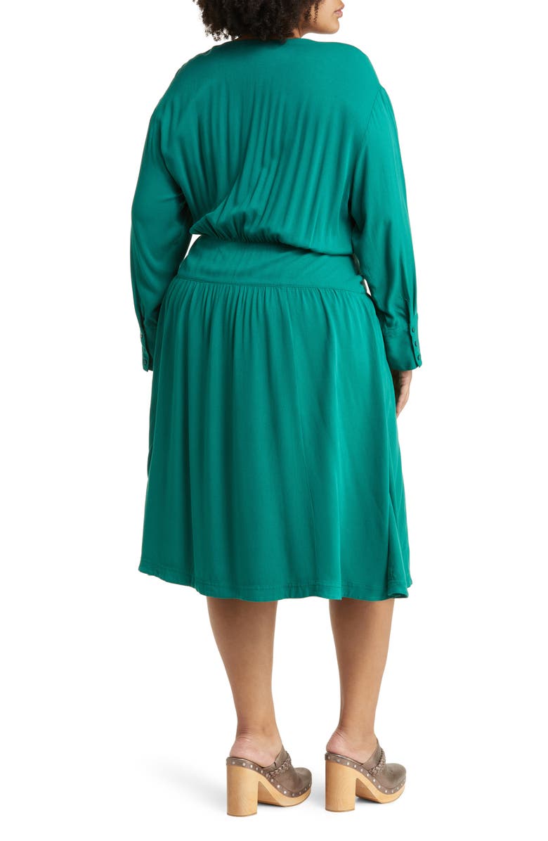 Treasure & Bond Long Sleeve Midi Dress, Alternate, color, Green Heirloom