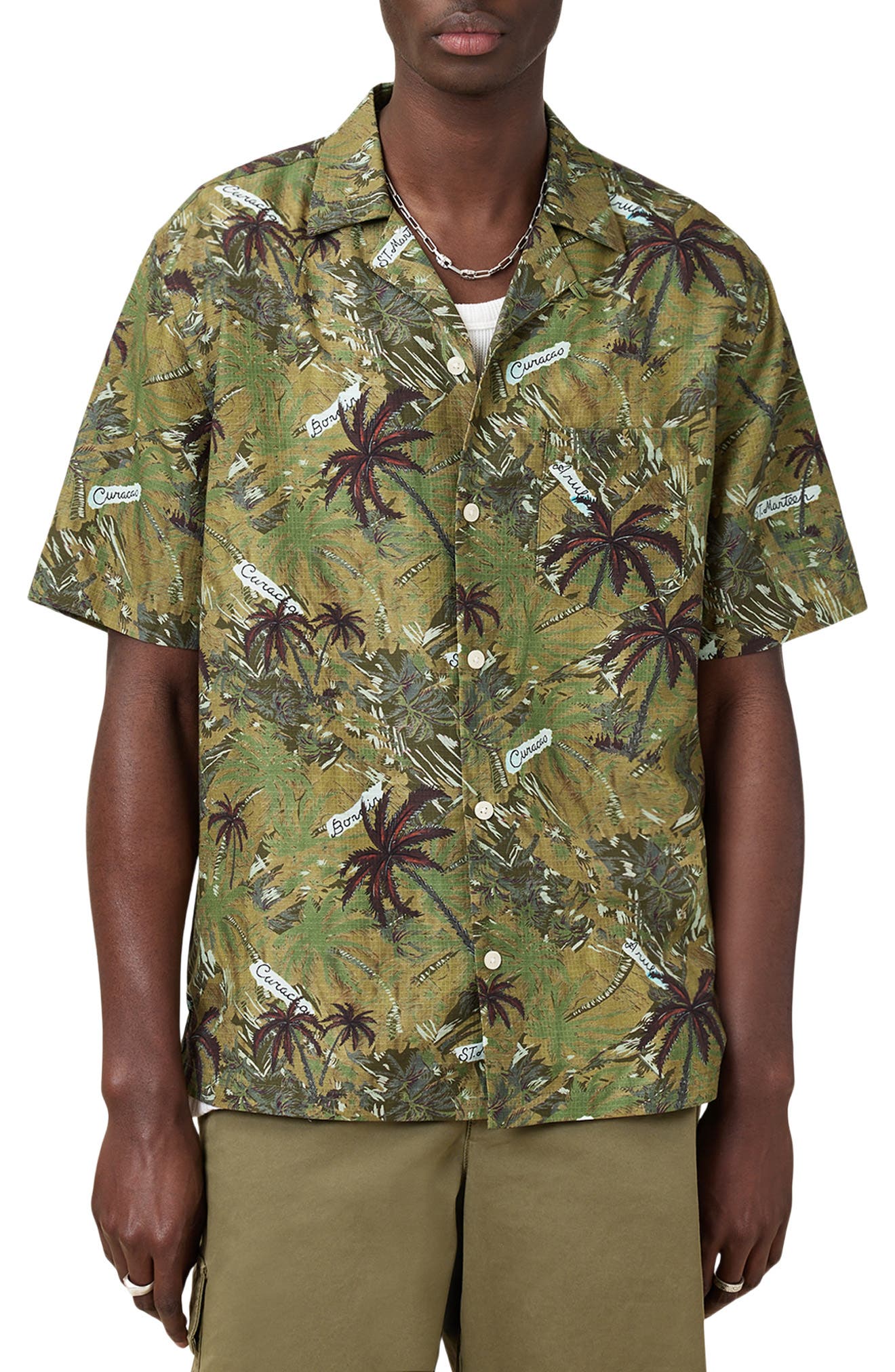 AllSaints Liner Short Sleeve Camp Shirt