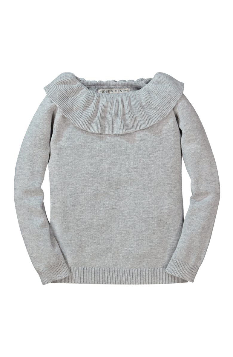 Hope & Henry Girls' Ruffle Collar Sweater, Kids, Main, color, 
