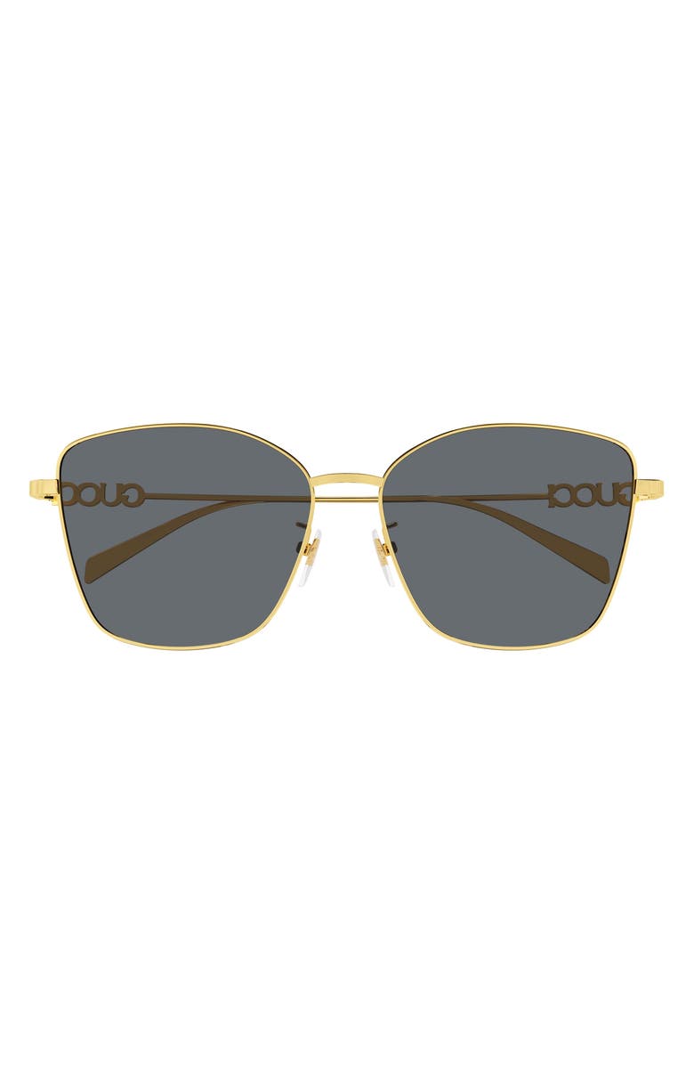 Gucci 60mm Butterfly Sunglasses, Main, color, Gold