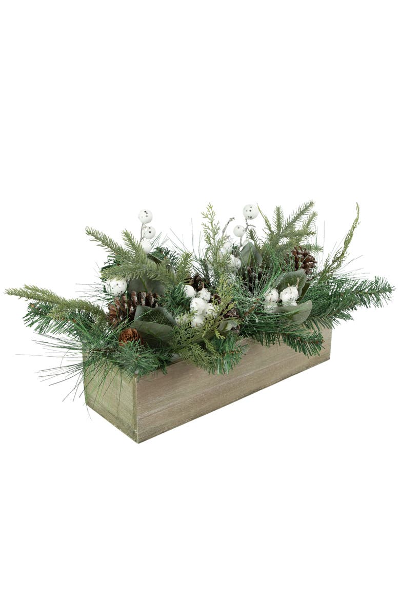 Northlight Iced Glitter Mixed Pine with Berries Boxed Christmas Arrangement - 20", Alternate, color, 