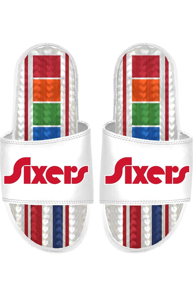 ISLIDE Men's ISlide Philadelphia 76ers 2024/25 City Edition Gel Slide Sandals, Alternate, color, White