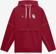 Jordan Brand Men's Jordan Brand Crimson Oklahoma Sooners 2026 Sideline Anorak Half-Zip Hooded Jacket