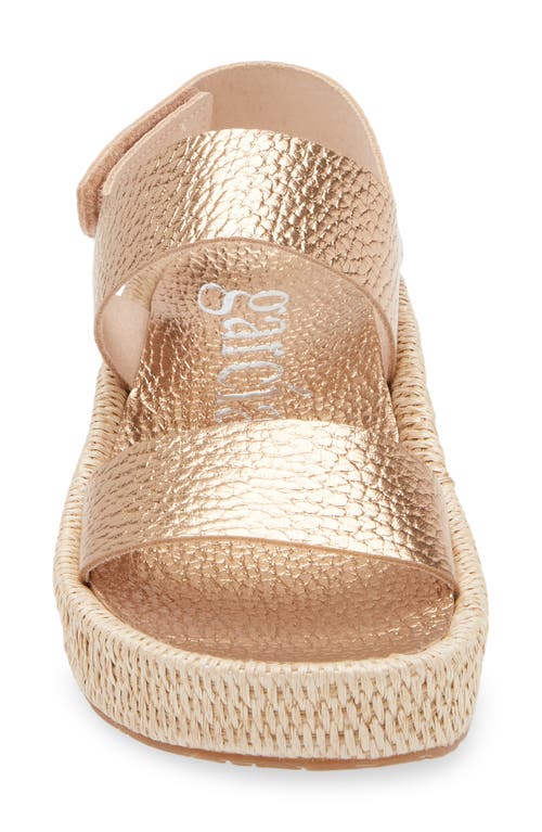 Shop Pedro Garcia Lacey Wedge Sandal In Cava Cervo Lame-tejido Raffia