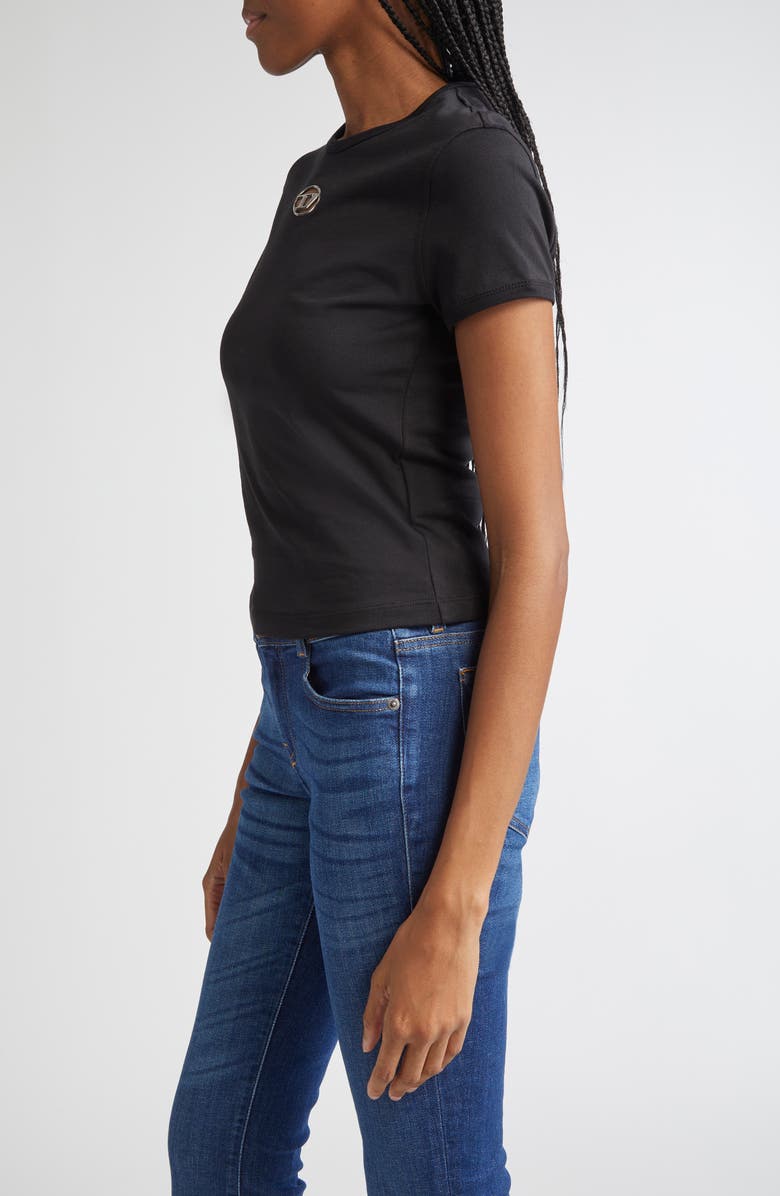 DIESEL<sup>®</sup> Metallic Oval D Cutout Slim Fit T-Shirt, Alternate, color, Deep Black