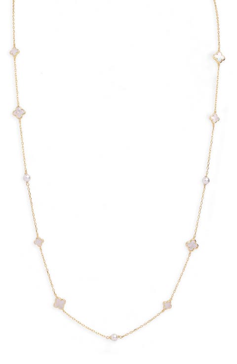 Mother of Pearl Clover Pendant Necklace