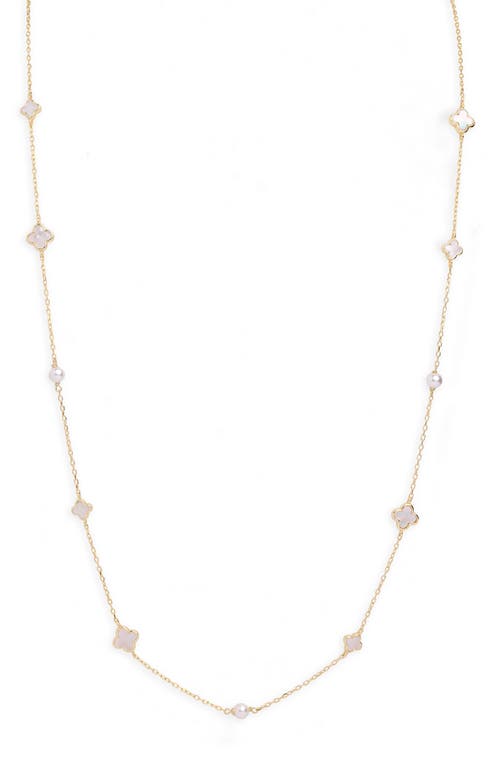 ARGENTO VIVO Clover Mother of Pearl & Pearl Necklace in Gold at Nordstrom