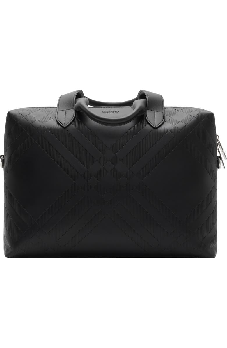 Burberry Embossed Check Briefcase, Main, color, Black