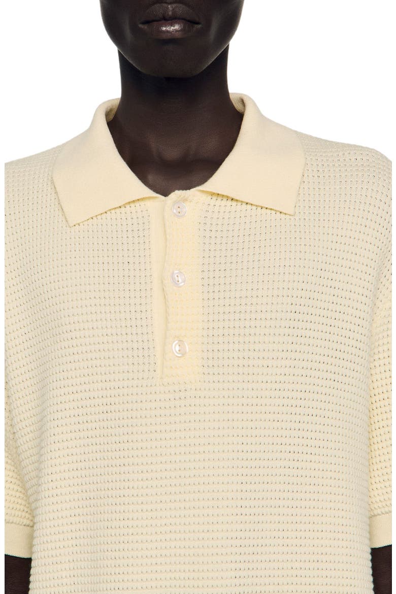 Waffle-texture cotton polo, Alternate, color, Butter cream