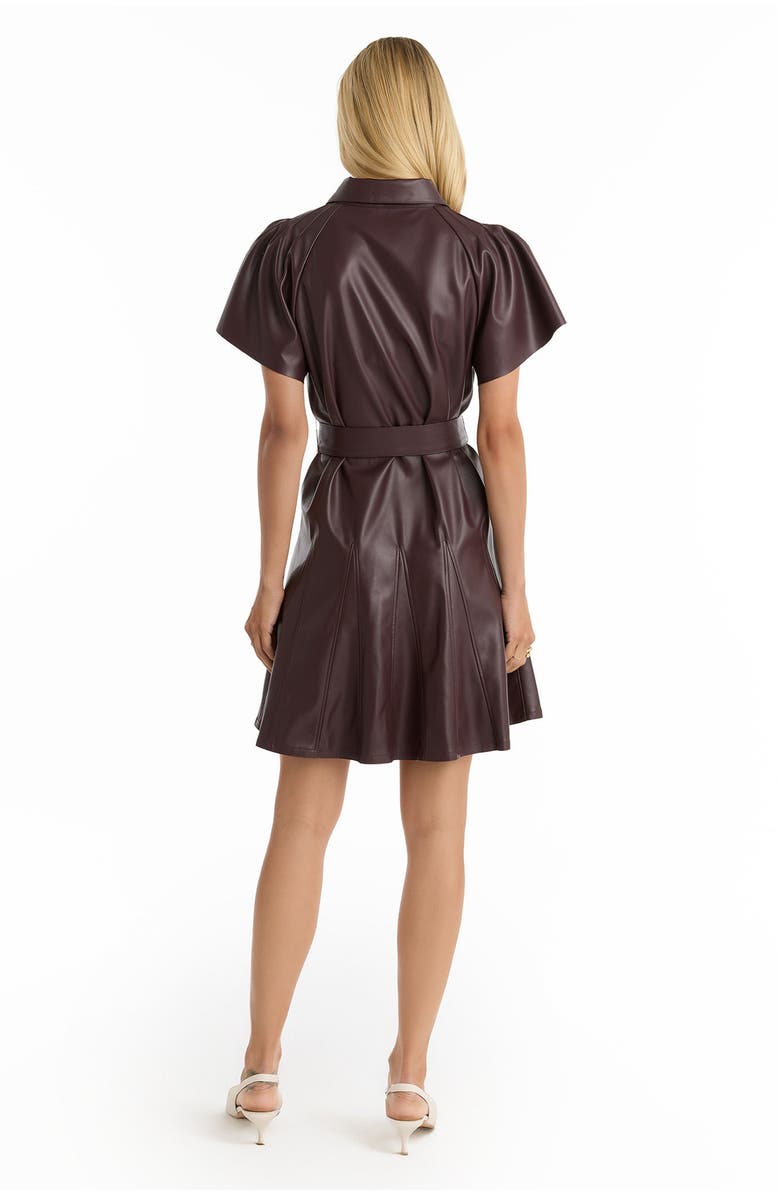 The Noli Shop Devin Leather Ruffle Dress, Alternate, color, Merlot