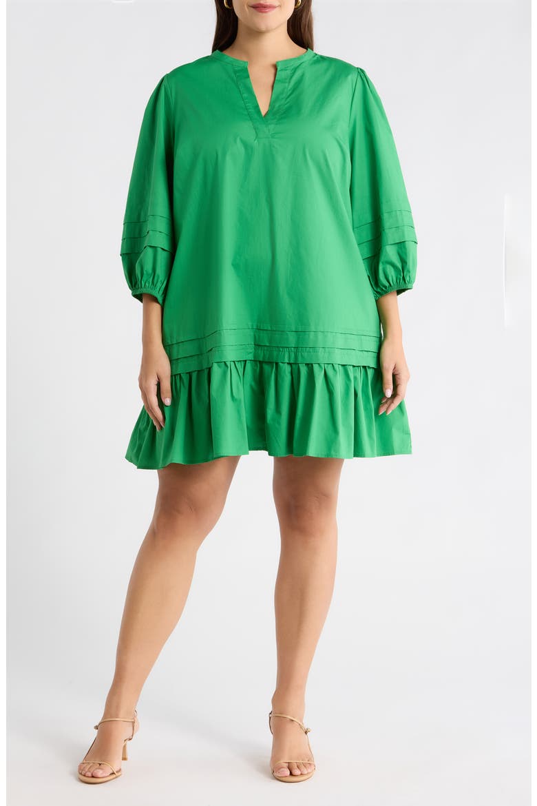 Velma Ruffle Cotton Shift Dress, Main, color, GREEN