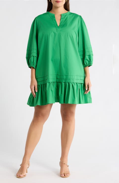 Velma Ruffle Cotton Shift Dress (Plus)