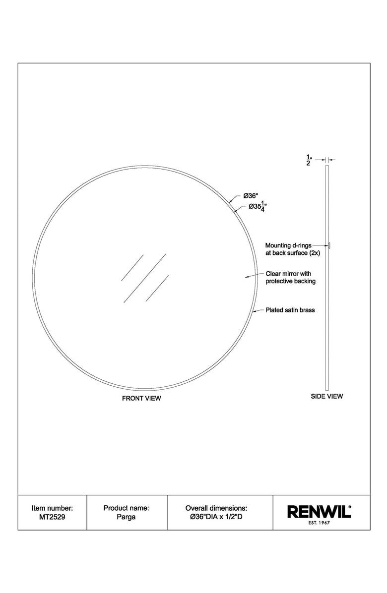 Renwil Parga Round Mirror, Alternate, color, Satin Brass