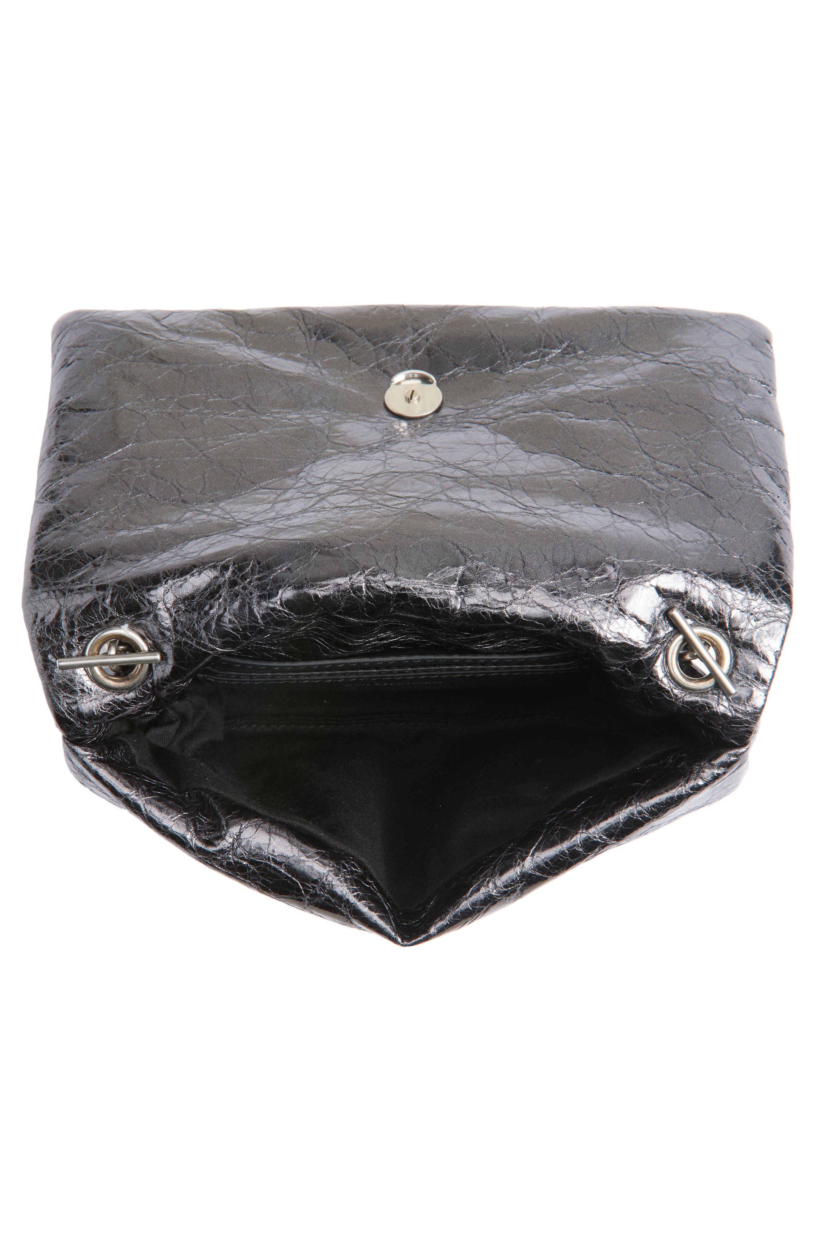 Balenciaga Mini Monaco Crinkle Metallic Leather Crossbody Bag, Alternate, color, 